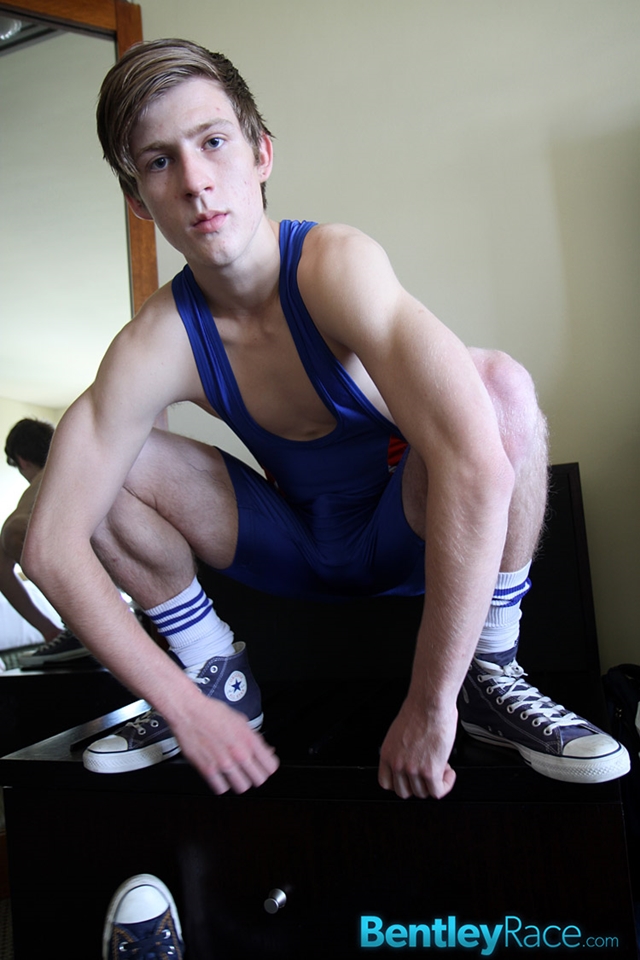 BentleyRace Young 20 year old hottie Olly Daniels furry tight ass thick cock pre cum wrestling singlet 008 male tube red tube gallery photo - Olly Daniels