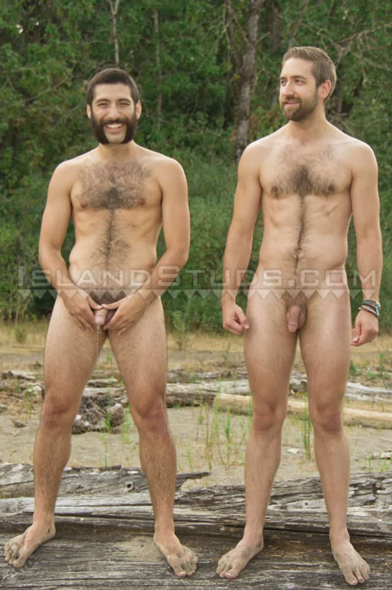 IslandStuds Beard hairy chest outdoor gay sex Oregon jocks uncut Andre furry cock Mark mutual jerk off 008 gallery video photo - Bearded totally hairy outdoor Oregon jocks uncut Andre and furry cock Mark in hot duo action