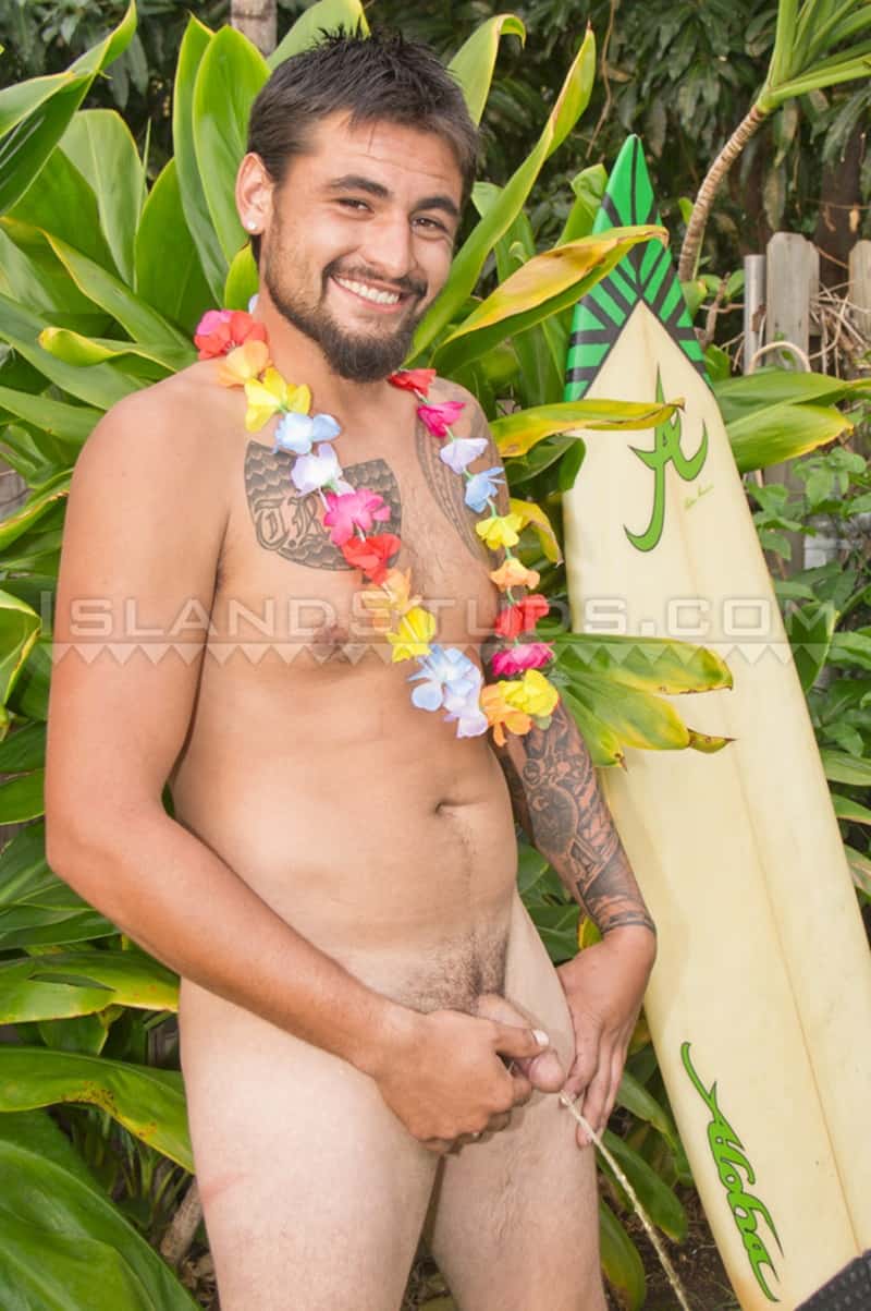 IslandStuds gay porn tattoo beard facial hair small dick sex pics Kimo bubble butt asshole 013 gallery video photo - Kimo spreads his sweet smooth virgin surfer butt WIDE OPEN while skinny dipping underwater in the pool